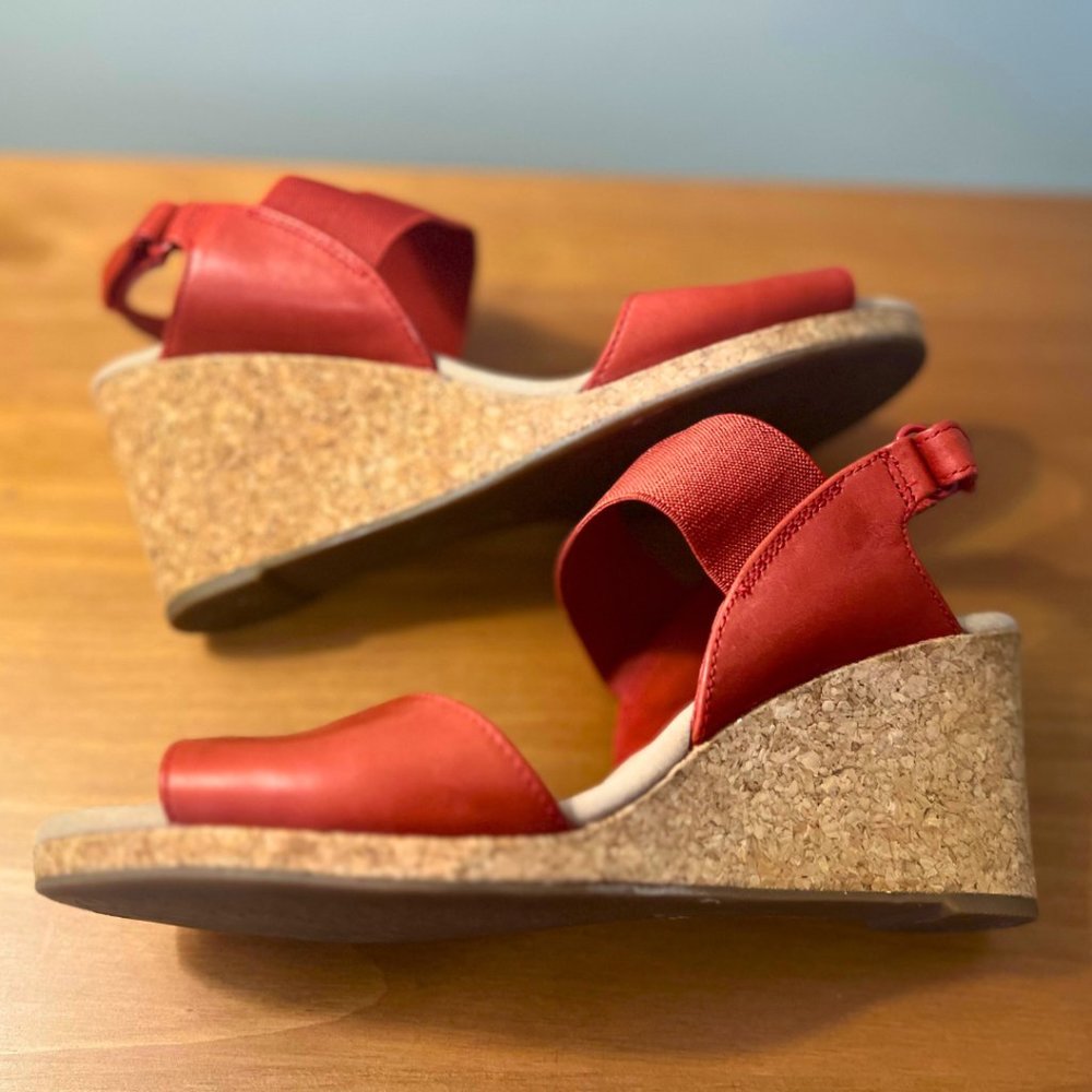 Clarks Red Wedge Sandal